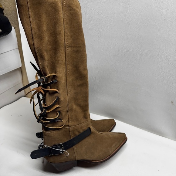 Free people Brown boots back lace sway low boots military taupe size 9.5 - Picture 7 of 16